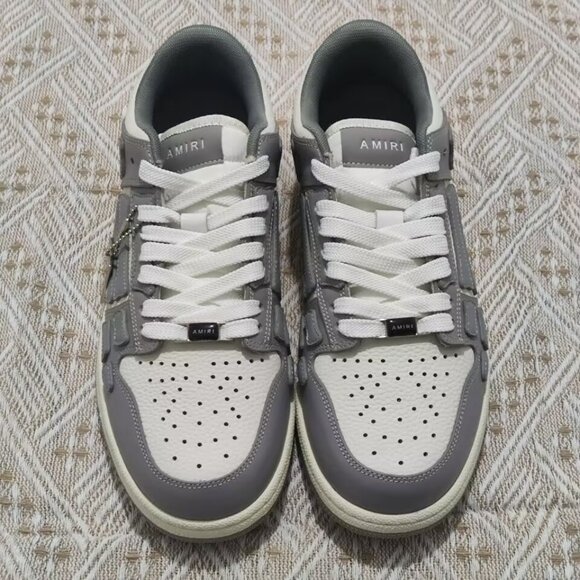 AMIRI Skel Top Low Grey & White Leather Sneakers